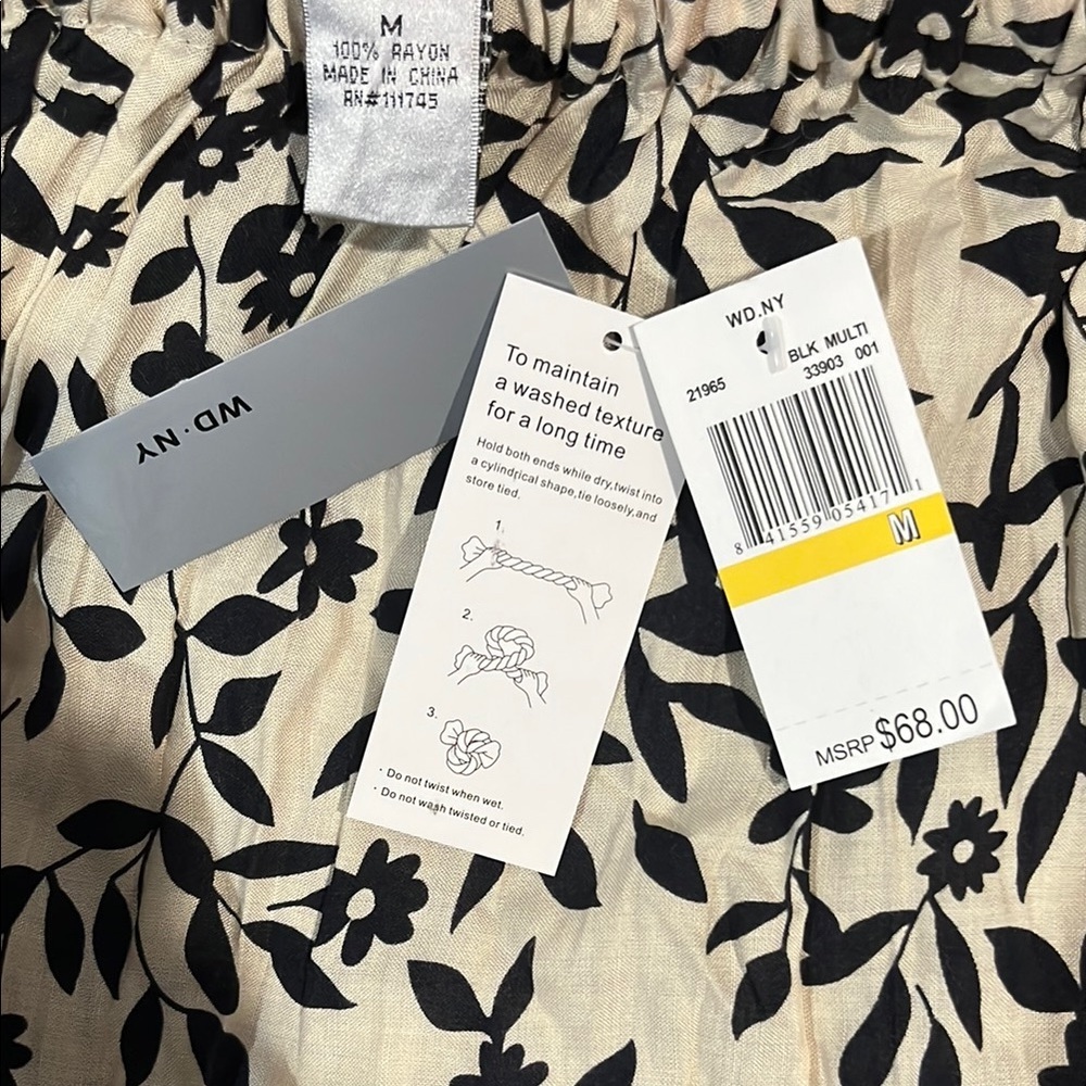 WD.NY Women’s Cream/Black/Multi Smocked A-Line Flowing Floral Midi Skirt… - Picture 2 of 7
